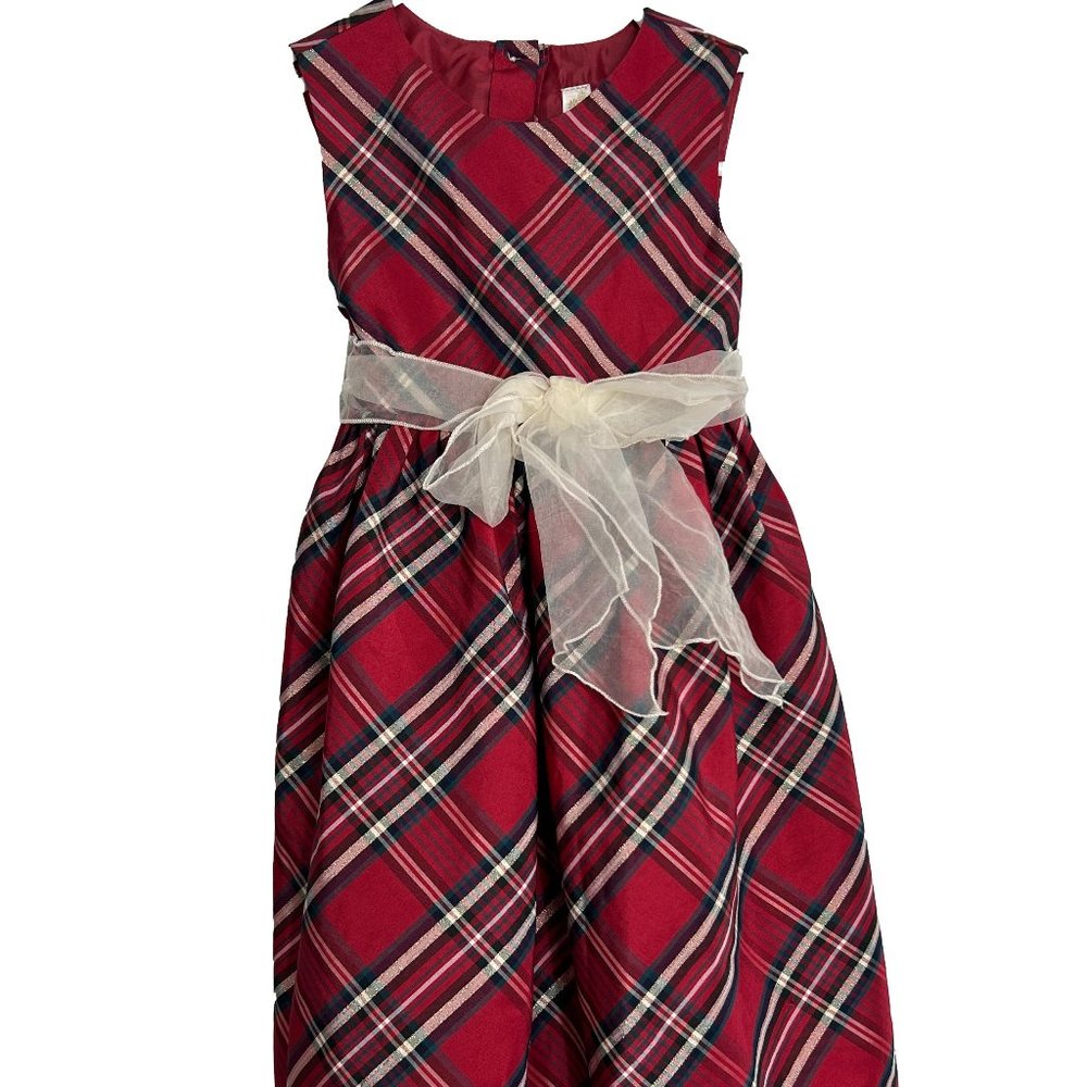 Cherokee Girls Dress Size 5 Red Plaid Glitter Christmas Holiday Sleeveless Party